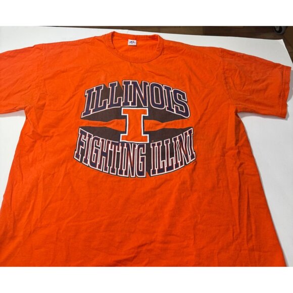 Illinois Fighting Illini Russell Athletic T-Shirt XL Orange 100% Cotton - Picture 8 of 8